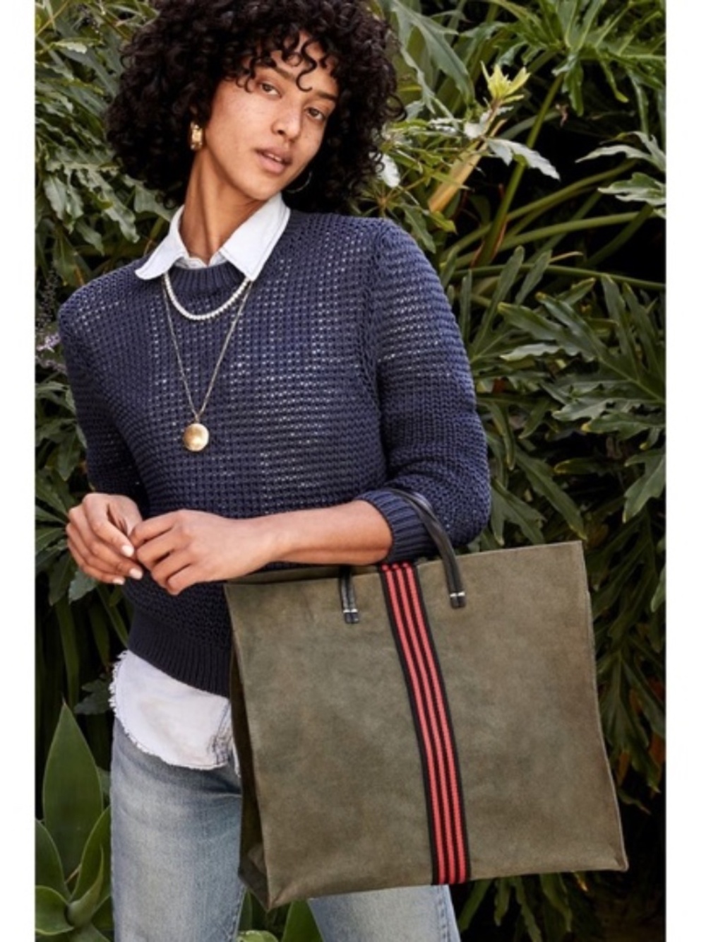 Clare V. Simple Tote in Army Suede - Picture 2 of 16